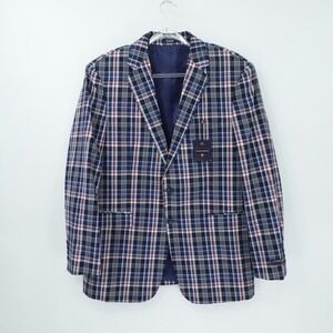 Saddlebred Blazer Mens‎ 42R Blue Plaid Sport Coat Jacket Classic Fit Preppy